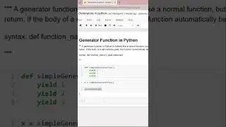 What is Generators in python ? #coding #programming #code  #python #pythontricks#shorts