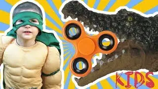 Magic spinner with ninja mutant turtle VS alligator w/ Challenge superhero in danger