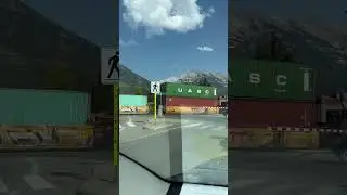 Canadian Pacific Freight Train in Canmore, Alberta, Canada