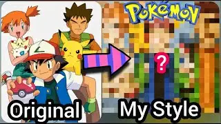 Drawing Ash, Misty and Brock from Pokemon in semi realistic style