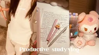 productive study vlog; LOTS of studying, productive nights, study motivation,  aesthetic studying 