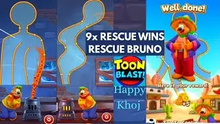 Toon Blast Rescue Mission Guide | Rescue Bruno Levels 1-50 | Free Coins Moves Tips