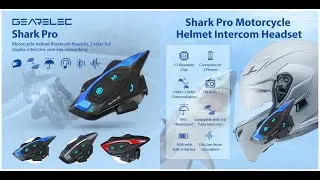 GEARELEC Shark Pro Bluetooth 5.1 Motorcycle Helmet Intercom 8 Riders Group 2000m Range Wireless