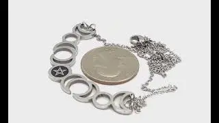JOJI BOUTIQUE: Silver Steel Moon and Pentacle Wiccan/Magick Necklace