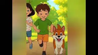 Boy and His Dog's Morning Walk Adventures #kidsvideo #kidsrhymes #kids #animation #trendingshorts 