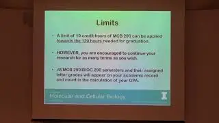 MCB Workshop: Undergraduate Research Fall 2017