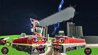 Chainsaw man Train vs Haunted Train - indian bikes driving 3d game 