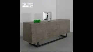Cement Gray Two Person Custom Reception Desk