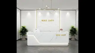 Curved Luxury Reception Desk Till Counter for Retail Store in White Marble Laminate - M2 Retail
