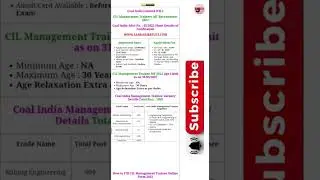 Coal India Limited (CIL)anagement Trainees MT Recruitment 2022