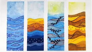 Draw 4 Beginner Friendly Ocean Doodles | Colorful Ocean Doodles | Wave Doodle Art