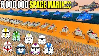 Can All CLONE LEGIONS Hold BEACH vs 8,000,000 SPACE MARINE ARMY?! - UEBS 2: Warhammer 40k Mod