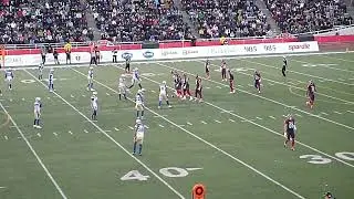 Montreal Alouettes' Davis Alexander throws 27-yard pass to Walter Fletcher vs Winnipeg Blue Bombers