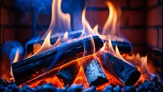 🔥 Relax by a Cozy Fireplace with Blue Flames, Orange Fire Glow and Crackling Embers