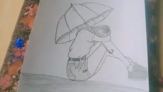 Sad girl drawing step by step with ☂️ drawing  tutorial for beginners 