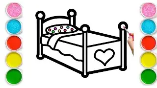 How to Draw a Bed with Glitter Colors for Children ?