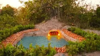 Dig Source Groundwater to Build Amazing Swimming Pool & Secret House Under Termite Hill