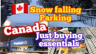 Winter in canada/city Montreal parking problem after snow strom/Just buy essentials/Beautiful view