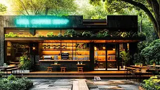 Slow Smooth Piano Jazz Music at Forest Coffee Shop ☕ Background Instrumental to Relax, Study, Work
