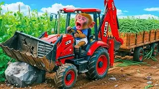 😱 The monkey iZi crashed the JCB tractor into a rock and fell into the river &mdash; A crazy rescue! 🚜🌊