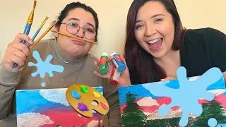 WE TRIED FOLLOWING A BOB ROSS PAINTING! | Medina Girls