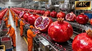 Inside a Pomegranate Factory: The Full Sorting & Packing Process | Satisfying Food Production 4K