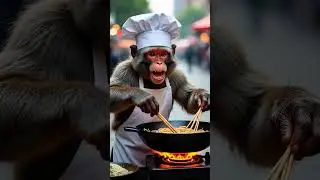 #a male monkey as a chowmin wala #streetfoodindia #streetfoodrecipes #foodies #foodiedelight