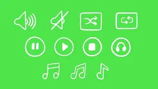 music icons green screen/ animation green screen/ doodle green screen