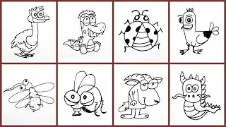 How To Draw Cute Animals Using Letters- How To Turn Letters Into a Cute Animal Drawing -06