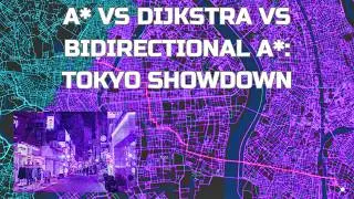 Bidirectional A* vs A* vs Dijkstra's Algorithm: Tokyo's Cyber Labyrinth