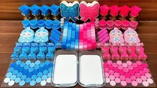 Slime mixing ASMR Pink vs Blue &ndash; glossy slime pops, charms & clay #1055
