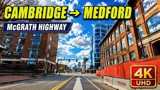 🚖 First Street Cambridge to Station Landing Medford MA | 4K  Scenic Drive - 4/10/22