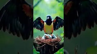 Mother Bird&rsquo;s Heroic Act: Protecting Her Chicks from the Storm 🌧️ #Shorts #Birds #Nature