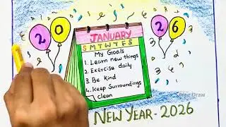 Calendar 2026 drawing easy || new year resolution calendar drawing step by step