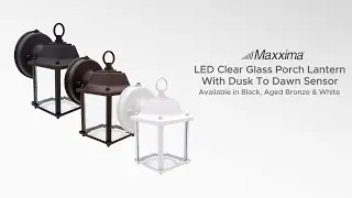 Maxxima LED Porch Lantern Outdoor Wall Light w/ Clear Glass, Photocell Sensor