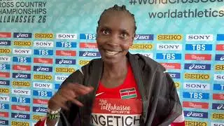 Agnes Ngetich after winning the 2026 World Athletics Cross Country Championships
