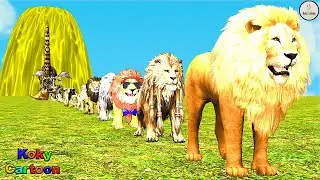 Paint Animals Gorilla Cow Lion Elephant Dinosaurs Dragons and T-Rex Fountain Crossing Animal Cartoon