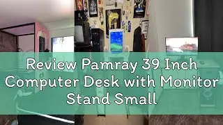Review Pamray 39 Inch Computer Desk with Monitor Stand Small Home Office Desks with Non-Woven Storag