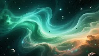 Soothing Galaxy Ambience for Meditation and Relaxation | Soft Gold and Teal Deep Space