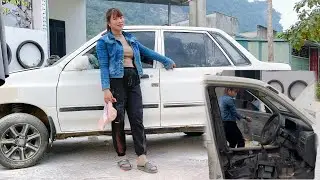 The talented female mechanic: repairing an old KIA car that's older than her.