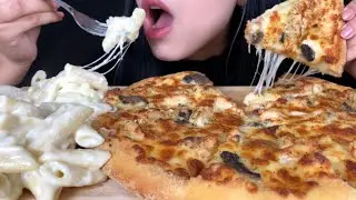 ASMR domino's pizza & Cheesy Alfredo Pasta  | MUKBANG (Eating Sounds)