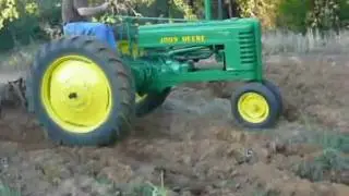 Dad Plowing with 1941 John Deere Model B and 2 Bottom Trip Plow