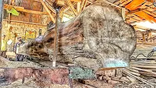 Skilled Processing Turns a Damaged Teak Log into a Perfect Teak Beam 🌳🌲