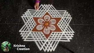Aani madham simple padi kolam | 5x3 dot easy rangoli design | pandaga muggulu | beautiful rangoli
