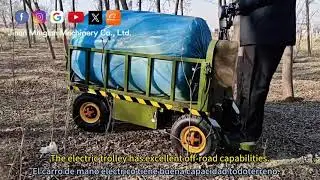 High-power electric platform hand trolley truck for cargo handling and off-road outdoor use.