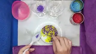 [ASMR] Classify colorful small stones/gravel into plastic boxes