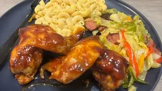 CABBAGE, MAC & CHEESE, & BBQ BAKED CHICKEN 