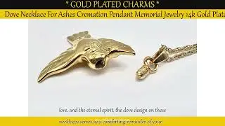 Dove Necklace For Ashes Cremation Pendant Memorial Jewelry 14k Gold Plated