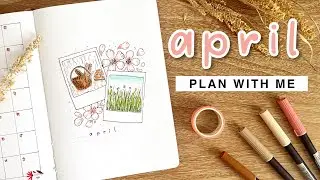 April 2023 Bullet Journal Setup | Spring picnic theme, polaroid, cherry blossom |  Plan With Me 🌸