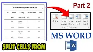 How To Use | Insert Right | Insert Left | Insert Below | Insert Above |  Ms Word In Hindi | Part 2